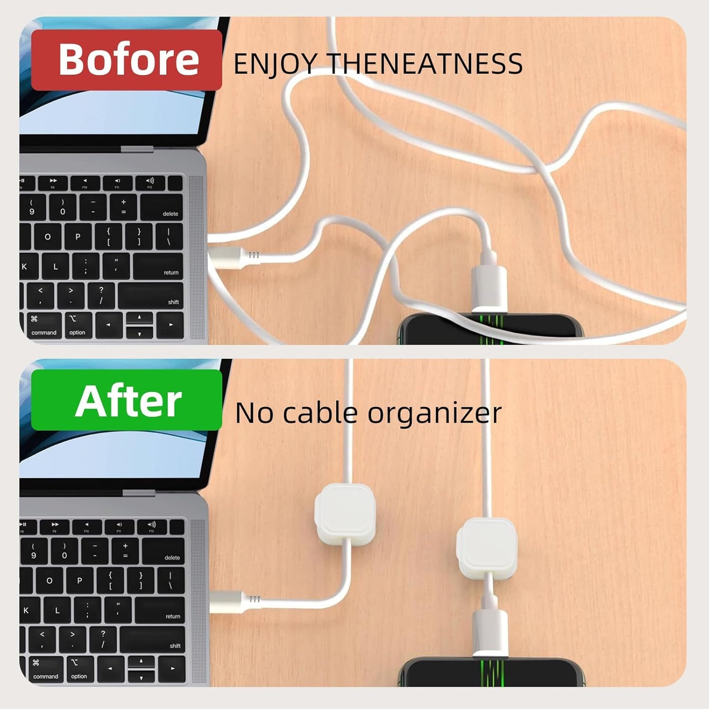 6Pcs Magnetic Cable Clips, Cable Management, Office Desk Accessories, Cord Organizer, Cable Smooth Adjustable,for Desk, Wall, Car, Motorcycle,Home Office, Phone Cable Management (Black)