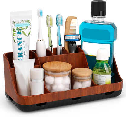 GFWARE Bathroom Organizers and Storage - Detachable 7 Slots Kids Electric Toothbrush and Toothpaste Holde Drainage for Bathroom Accessories Organization Counter Vanity Storage