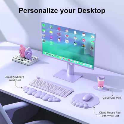 MOKURU Cloud Mouse Pad with Wrist Rest, Cloud Keyboard Wrist Rest, Mouse Pad Wrist Support, Ergonomic Keyboard Mouse Wrist Support White