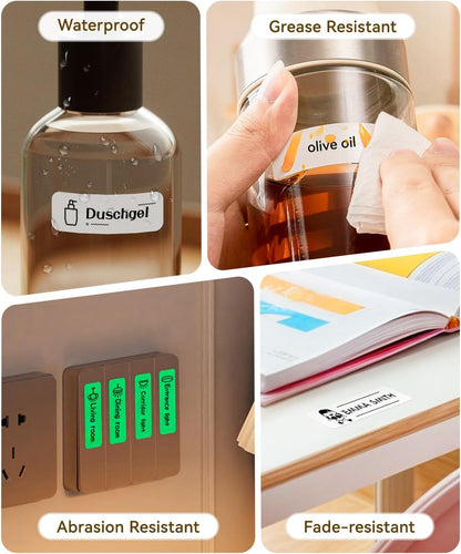 NIIMBOT Label Maker Machine Bluetooth Label Printer for School Home Office Organization, Wireless Mini Labeler D110 Upgraded Version, Label Machine with 1 Label Tape, White