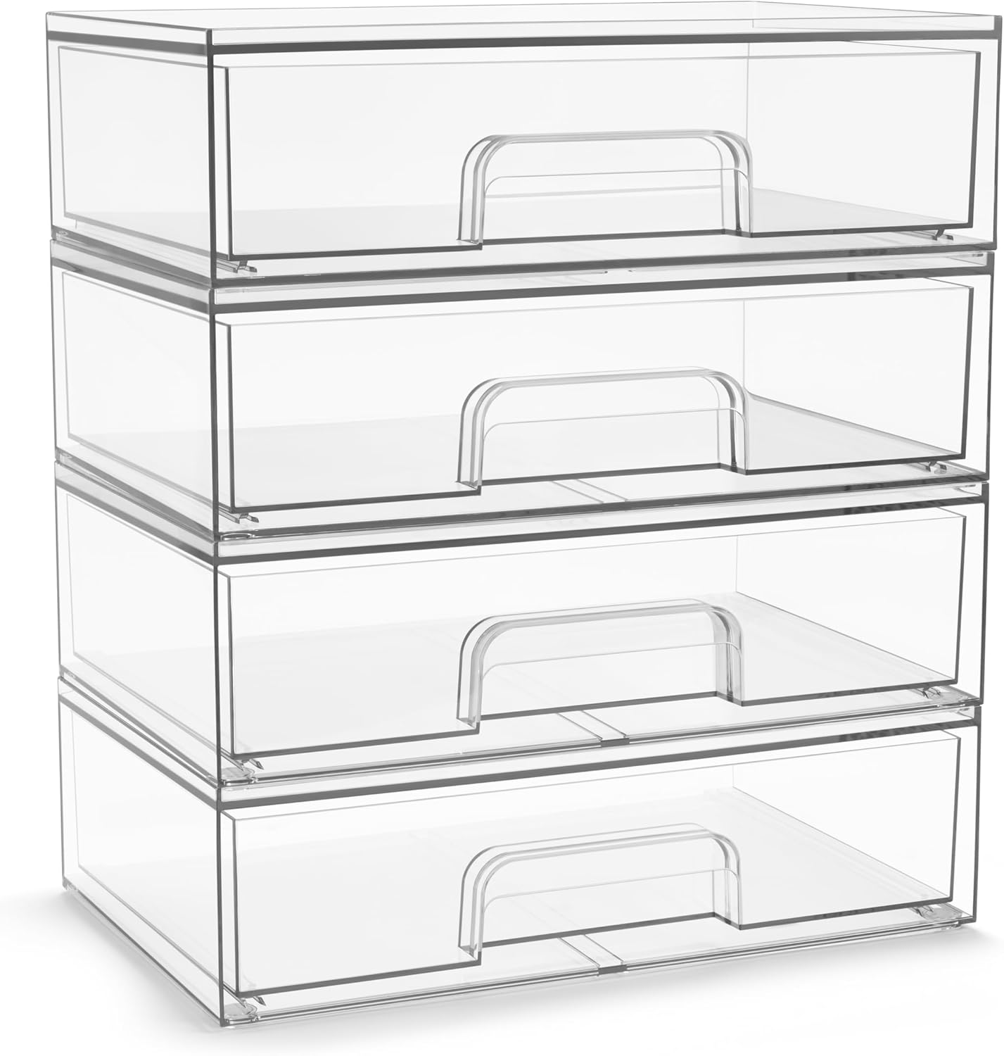 Sorbus Acrylic Storage Containers - 2 Pack, Stackable Storage Bins Set for Bathroom Organization - Clear Acrylic Drawer Organizers - Makeup Case Pull-Out Drawers (7.6’’ Tall)