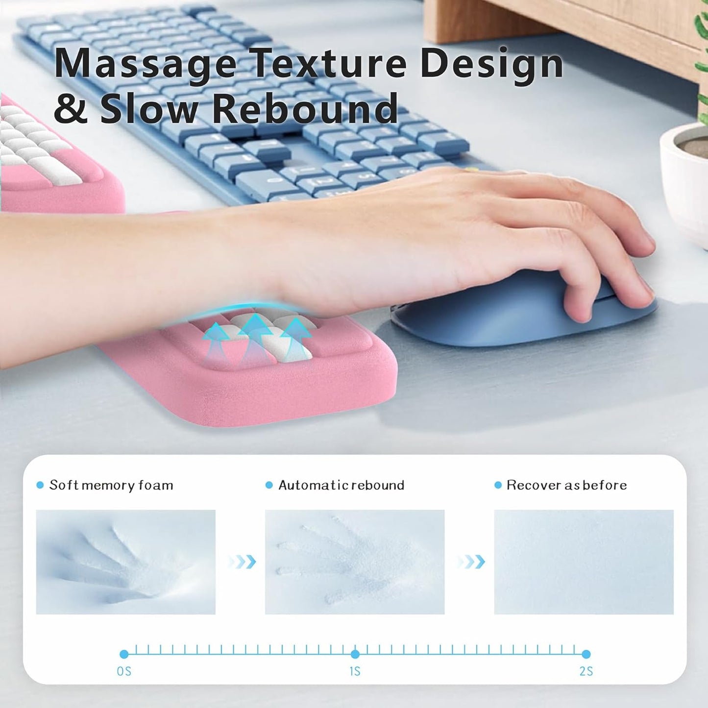 MEKASS Keyboard Wrist Rest, Ergonomic Wrist Pad, Soft Memory Foam Keyboard Hand Rest with Non-Slip Base, Easy Typing, Pain Relief, Comfort Support for Office Work Gaming Computer Accessories (Black)