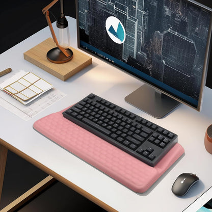 Computer Keyboard Stand Pad with Wrist Rest, Ergonomic Comfy Tilted Keyboard Stand Riser Holder Pad for Office Home (Black)