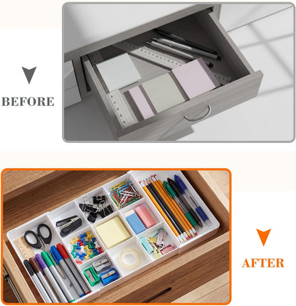 Briwooody 1 Pcs Large Expandable Acrylic Drawer Organizers, Grid Adjustable Drawer, Dividers Organizer for Desk, Makeup, Jewelry, Office, Kitchen Supplies (Clear,11 Compartments)