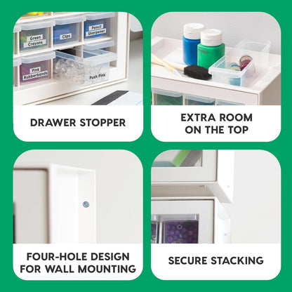 IRIS USA Small Parts Storage Cabinet, Made in USA, 64-Drawer Organizer Chest for Hardware, Screws, Nuts & Bolts, Charms, Beads, Craft Supplies, Scrapbook & Hobby Storage, Teacher Toolbox – White