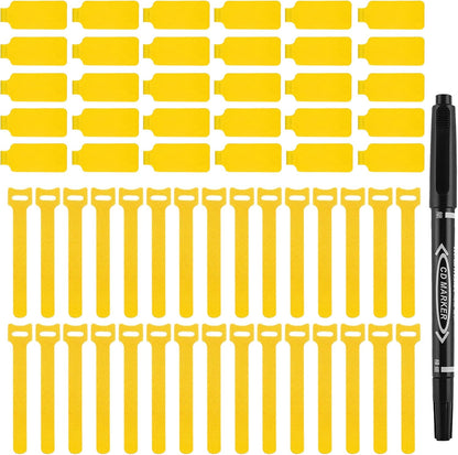 60 Pieces Cable Labels & Reusable Hook and Loop Fastening Ties Set - 30 Pieces Cord or Wire Labels & 30 Pieces Labels for Electronic Cords, Home & Office Cord Management