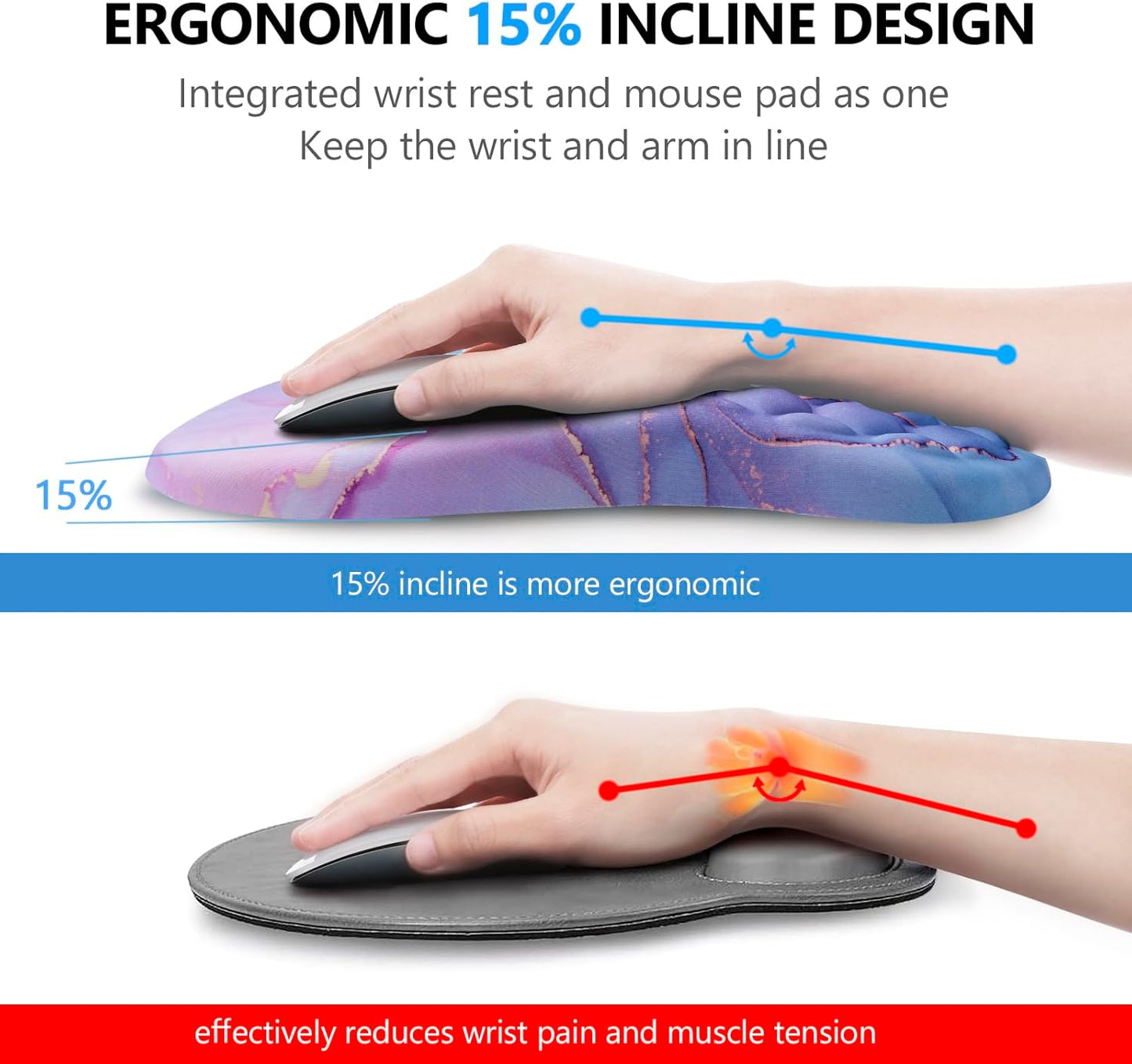Mouse Pad Wrist Support, Laokiiy 2 in1 Keyboard Wrist Rest+ Ergonomic Mouse Pad, Non-Slip Wrist Rest for Computer Keyboard, Made Easy Typing & Relieve Wrist Pain（Banana Leaf Green）