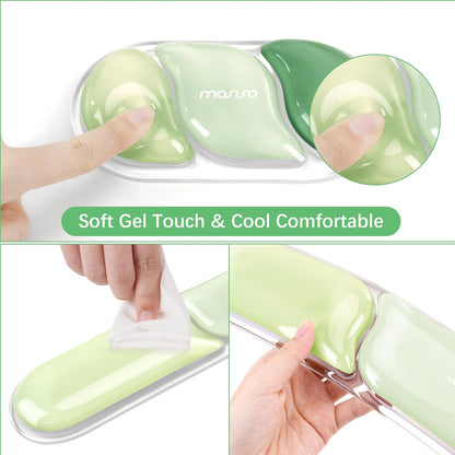MOSISO Gel Keyboard Wrist Rest&Wrist Support for Mouse, Streamlined Ergonomic Soft Cooling Gel Mousepad Pain Relief Easy Typing Pad Non-Slip Computer Laptop Home/Office, Green