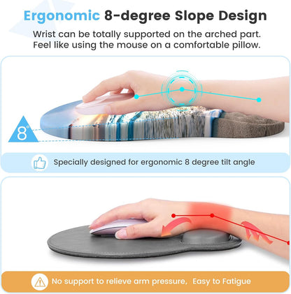 HAOCOO Keyboard Wrist Rest, Ergonomic Mouse Pad with Wrist Rest, 3 in 1 Keyboard and Mouse pad with Coaster Set, Memory Foam Wrist Support, Non-Slip PU Base for Home Office, Rose Gold Pink