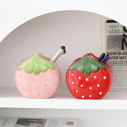 1 PC Flower Makeup Storage Box Ceramic Blossom Five Petals Pen Holder Pen Holder Desktop Storage Box (Blue)
