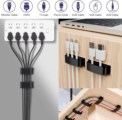 for Desk Under Table Wire Management Adhesive Cable Clips 49Pcs(Black).Used for Computer pc,tv,ethernet Wires Cable Management on Large Cable Hooks Organizer Clips (Black, Large：29PCS)