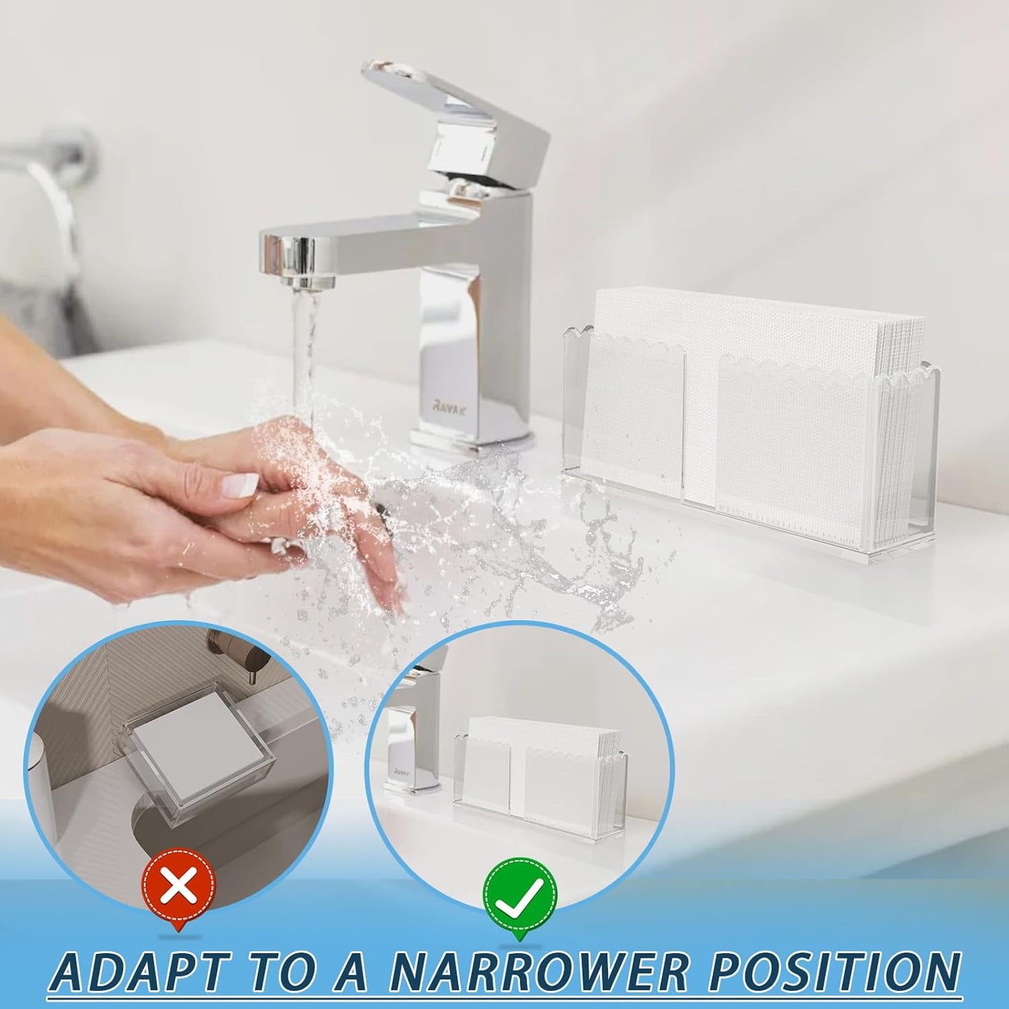 Transparent Acrylic Napkin Holder Clear Guest Paper Disposable Hand Towel Dispenser Tray Organizer For Table Home Kitchen Restaurant and Hotel Business