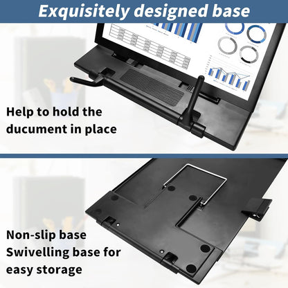 TONOS Paper Stand Document Holder - Quality Document Holder for Desk, Paper Stands for Desk When Typing, Sturdy Stainless Steel Copy Holder, Adjustable Angle, Papers Holder Stand for Desk Typing