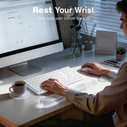 Ospelelf Mouse Pad with Wrist Rest and Ergonomic Gel Keyboard Hand Wrist, Support for Typing Gaming, Relieve Wrist Pain, Cool & Easy to Clean, for Office, Programmer, Home Computer Use, Pink