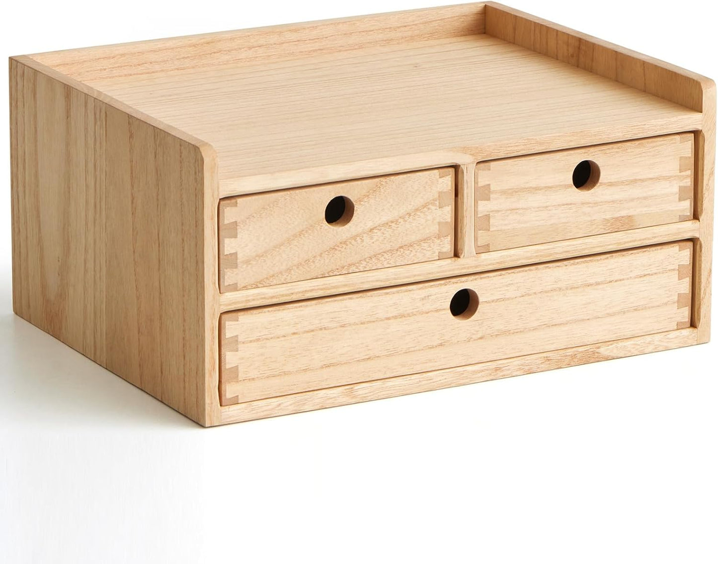 KIRIGEN Wooden Desktop Organizer Paper Storage Letter Tray File Sorter - Desk Rack Magazine File Dividers Holders for Home Office Accessories Wood Desk Cabinet with 3 Layer Trays Natural(3KWJG-NA)
