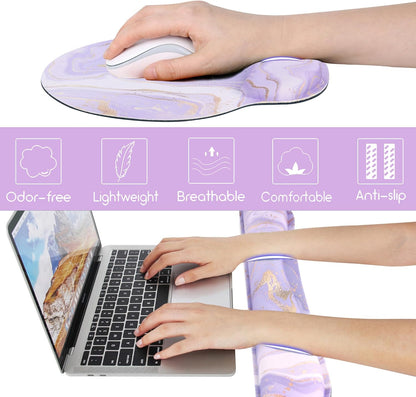 Ergonomic Mouse Pad with Wrist Rest and Keyboard Wrist Rest, Memory Foam Wrist Rest for Computer Keyboard, Easy Typing, Pain Relief, Mouse Pad Wrist Support for Gaming,Office, Laptop, Black Flower