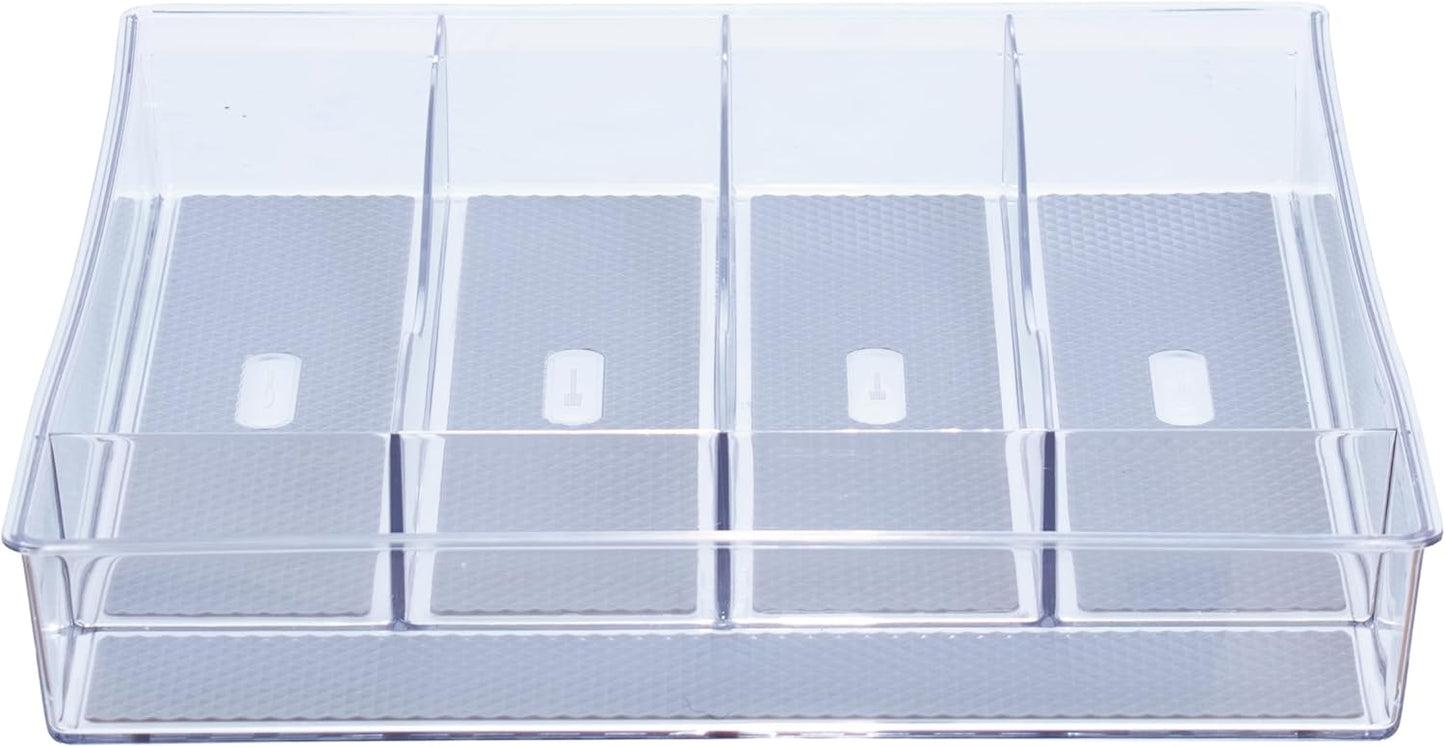 Glad Drawer Organizer Bin, 15x9 - Divided Clear Plastic Storage Tray for Junk Drawers, Kitchen Utensils, Bathroom Vanity, and Organizing Pantry - BPA Free, Food Safe, Non Slip