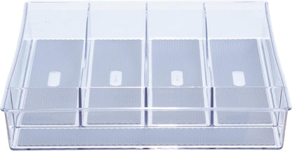 Glad Drawer Organizer Bin, 15x9 - Divided Clear Plastic Storage Tray for Junk Drawers, Kitchen Utensils, Bathroom Vanity, and Organizing Pantry - BPA Free, Food Safe, Non Slip