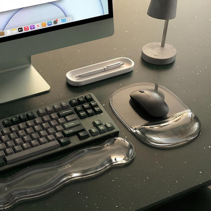 Ergonomic Clear Gel Wrist Rest for Computer Keyboard - Non-Slip Crystal Gel Pad, Soft Comfortable Support, Washable, Office Gaming Wrist Pain Relief