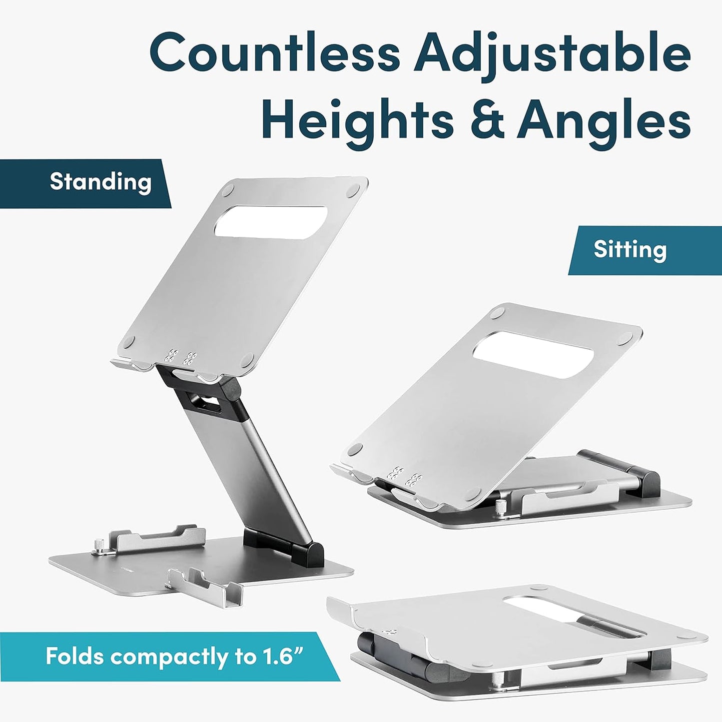 Lifelong Ergonomic Adjustable Laptop Stand for Desk - Height Up to 20" Portable Computer Laptop Riser Holder, Fits All MacBook Air & 10 15 17 Inches Laptops, Back to School Gift for Men & Women