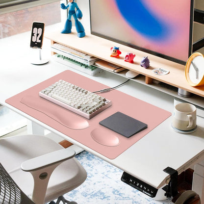 Mouse Pad and Keyboard Wrist Rest, 3-in-1 Large Keyboard and Mouse Pad Set, Ergonomic Wrist Rest for Computer Keyboards, Non-Slip Desk Mat Protector for Women (Purple Pink, 31.5" X 15.7")