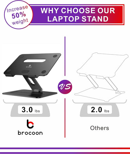 Adjustable MacBook Laptop Stand for Desk | Ergonomic Aluminum Laptop Riser with Heat-Vent, Compatible for 10-17" Laptops, Space Grey