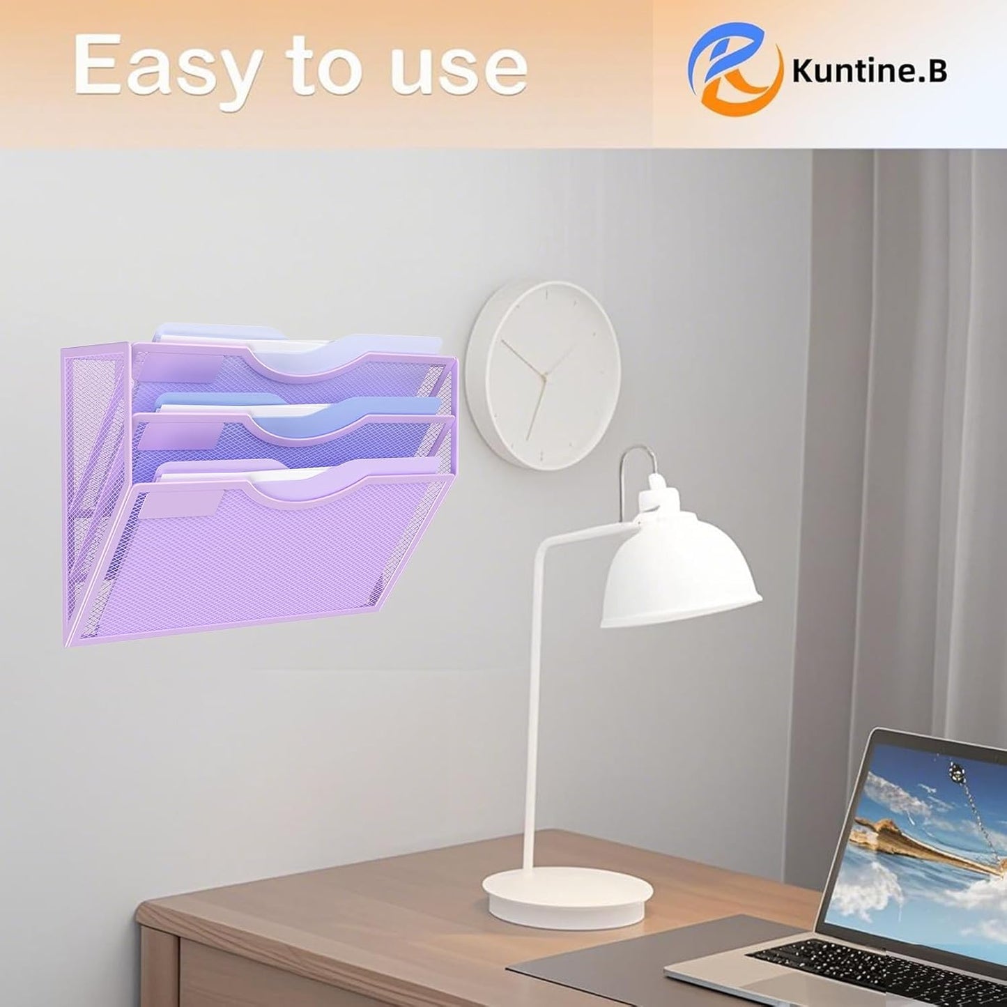 Kuntine.B Wall File Organizer Office Hanging Magazine Holder Wall File Organizer for Office Home (Black, 5 Tier)