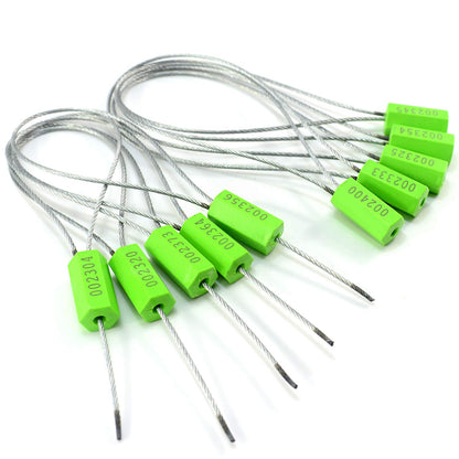 50 pcs Tamper Resistant Security Seals Numbered Steel Cable Wire Truck Seals Pull-Tite Secure Shipping Tag Self-Locking Padlock for Trailers, Truck (Yellow)