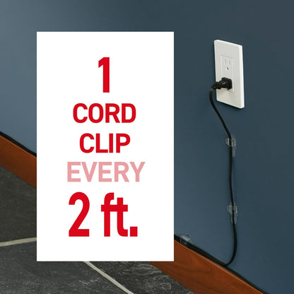 Command Round Cord Clips, Damage-Free Hanging Cable Clips, No Tools Wall Clips for Hanging Electrical Cables of Christmas Decorations, 13 Clear Cord Clips and 16 Command Strips