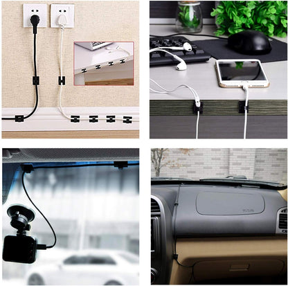 Cable Clips Adhesive Cord Organizer, Management 3M Cable Ties Wire Clips Organizer Cable Clamp Holders for Desk Car Tables PC Laptop TV Home Office Walls (0.75"x0.6", 30pcs, Black)