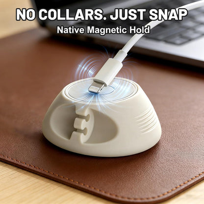 SOOoEC [N52 Ultra-Strong Snap-On Magnetic Cord Holder, Weighted Desktop Cable Organizer, Premium Liquid Silicone, No Collars Needed for iPhone & USB-C, Dual-Side Slots, Beige