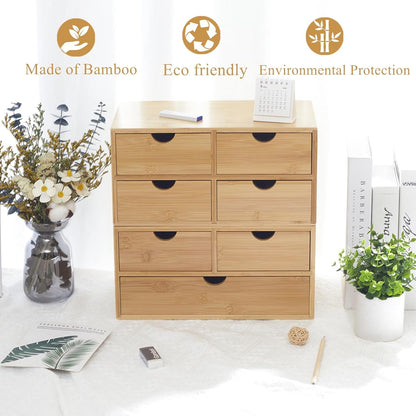 Charmewooden Bamboo Desk Organizer with 3 Drawers, Countertop Organizer with Drawers Makeup Storage Drawer 3 Drawers Tabletop Storage Organization Box Home Office Workspace