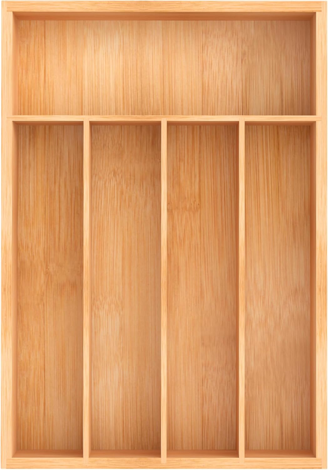 Unibambou Bamboo Utensil Drawer Organizer, Silverware Tray Organizer, Kitchen Drawer Organizer for Flatware Cutlery, (Natural, 3 Slots)
