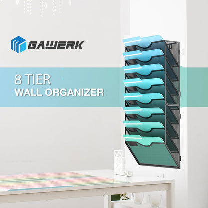 Gawerk 5 Tier Hanging Wall File Organizer, Mesh Mail Paper Orgnization Hanging File Folder Holder for Home Office, Black
