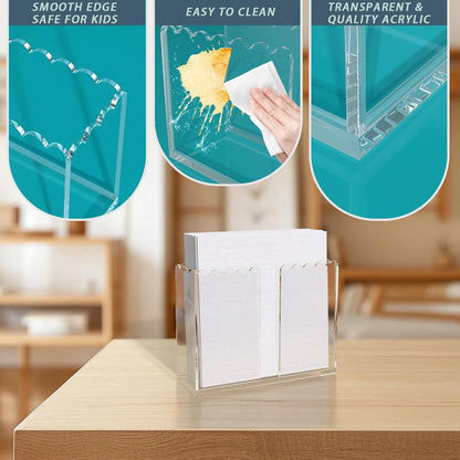 Transparent Acrylic Napkin Holder Clear Guest Paper Disposable Hand Towel Dispenser Tray Organizer For Table Home Kitchen Restaurant and Hotel Business