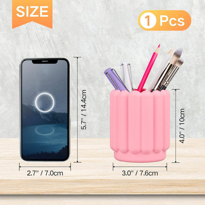 Silicone Pen Holder, Pencil Holder Cute Pens Cup for Desk for Kids Office Decor Desk Accessories Pen Pot Desk Organizer (White)