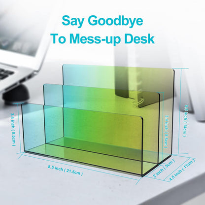 Boloyo Acrylic File Holder,1PC 2 Sections Clear File Organizer Mail Letter Sorter Desktop Folder Holder for Home Office School Envelope Bill Filling Paper Document