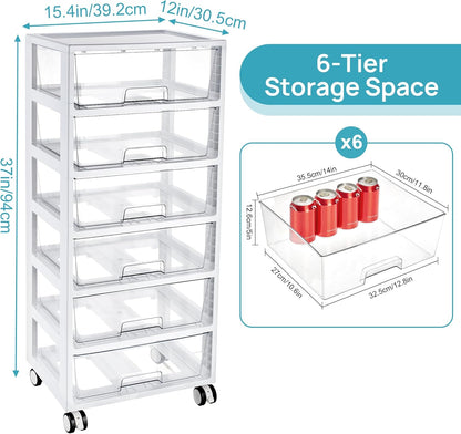 Vtopmart Plastic Drawer Storage Rolling Cart with Wheels, 4-Tier Drawer Organizer for Art Crafts Supplies, Home Office Supplies, Toys, Under Desk Storage for Office, Craft Room, Bedroom, Classroom