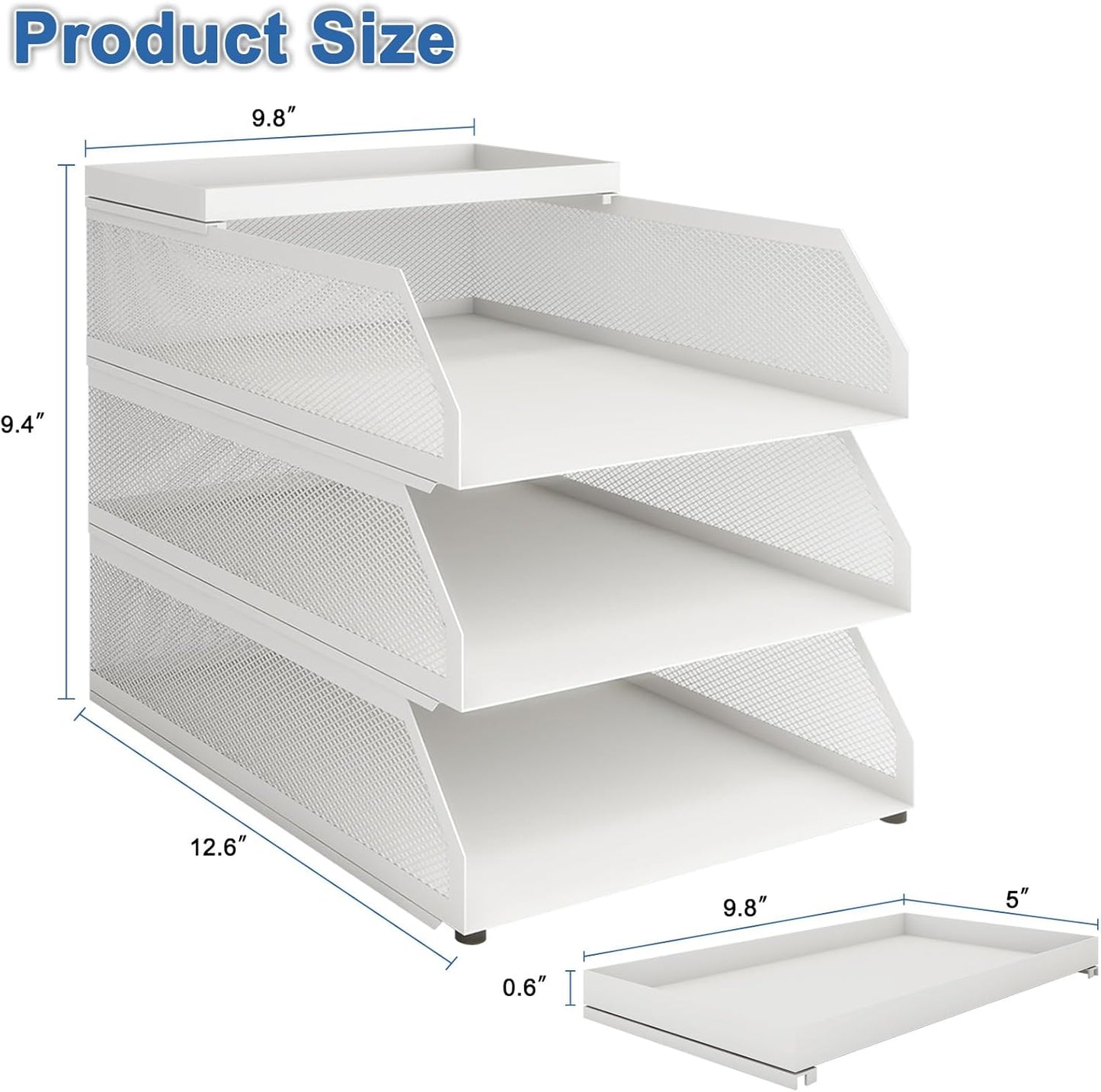 Natwind 4-Tier Paper Organizers,Desk Organizer,Stackable Paper Tray, Desk Accessories,Metal Mesh Desktop Organizer,Letter Trays,File Document Storage Rack for for Home, Office, School (Black)