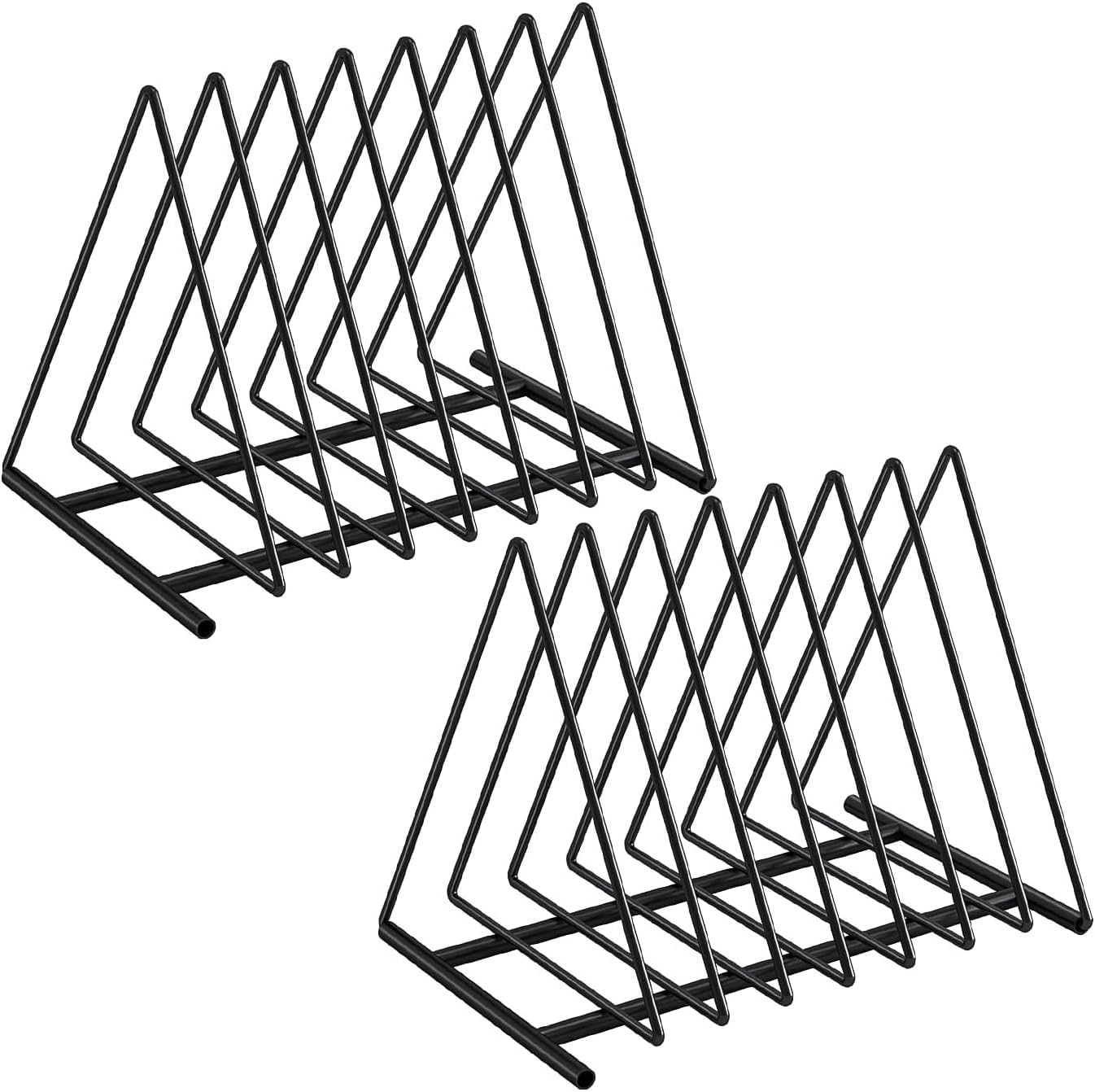 Triangle Desk File Organizer, 7 Slots Metal File Sorter Magazine Holder Document Rack,Desktop Bookshelf Organizer for Office Home School,Black