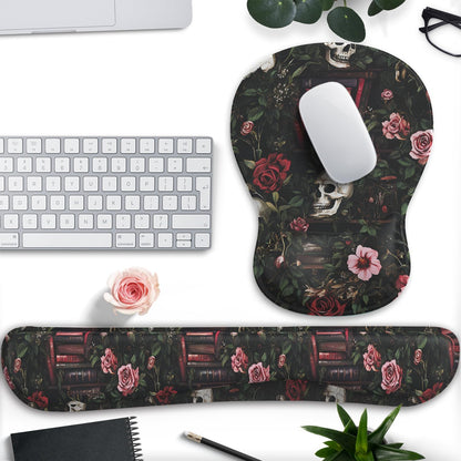 Ghost Book Mousepad with Wrist Rest Halloween Computer Keyboard Mouse Pad Black Cute, Mouse Pad with Wrist Rest for Computer Keyboard, 2 In1 Mousepad with Wrist Support Easy Typing&Relieve Wrist Pai