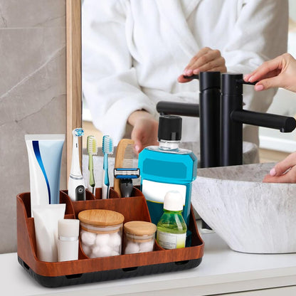 GFWARE Bathroom Organizers and Storage - Detachable 7 Slots Kids Electric Toothbrush and Toothpaste Holde Drainage for Bathroom Accessories Organization Counter Vanity Storage