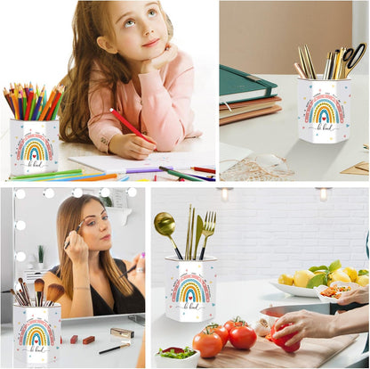WAVEYU Ceramic Pen Holder for Desk Cute, Pencil Cup Pot Desk Organizer, Makeup Brush Holder for Women, Men, Kids, Desk Marble Decor for Office, Classroom, Home, Gray Golden