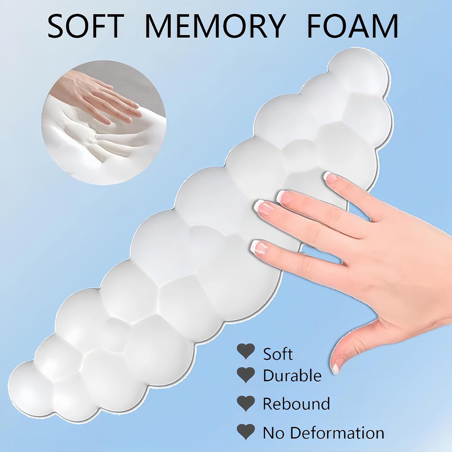 Cloud Wrist Rest Keyboard Pink Mouse Pad Set with Wrist Rest Ergonomic Wrist Pad Memory Foam Non-Slip Base Cute Gradient Wrist Support for Computer Laptop Gaming Home Office Relief Typing Pain