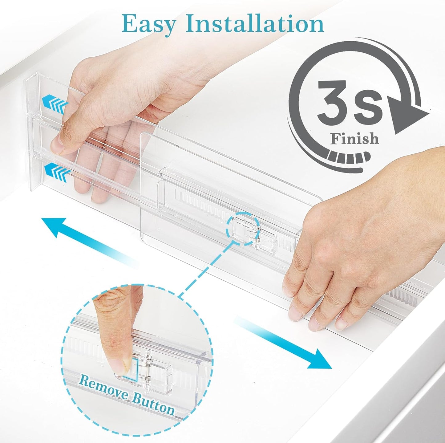 Vtopmart 12 Pack Drawer Dividers for Clothes, 4" High 10.2"-16.5" Adjustable Expandable Dresser Drawer Organizer, Clear Plastic Separators for Dresser, Baby Clothing, Underwear, Cosmetic, Toiletries