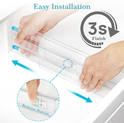 Vtopmart 12 Pack Drawer Dividers for Clothes, 4" High 10.2"-16.5" Adjustable Expandable Dresser Drawer Organizer, Clear Plastic Separators for Dresser, Baby Clothing, Underwear, Cosmetic, Toiletries