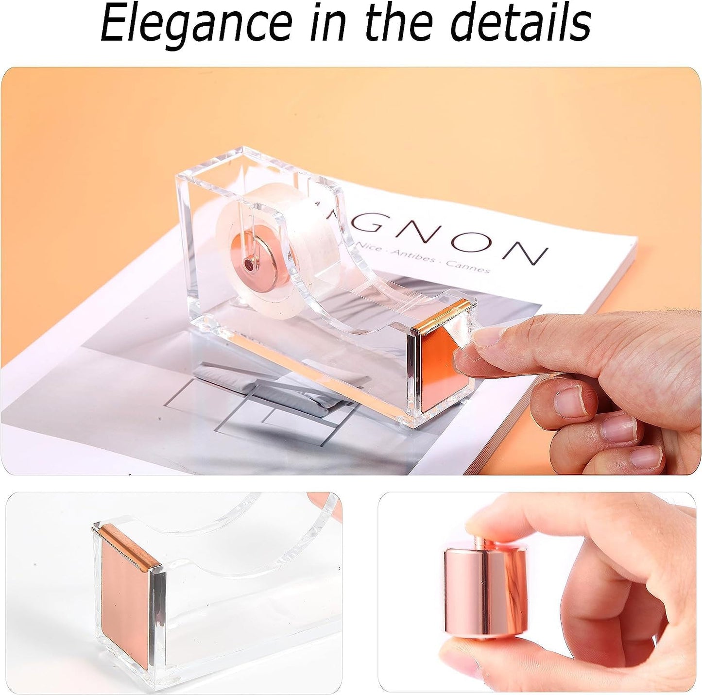 Gawsey Gold Desk Organizers and Accessories Set with 360-Degree Rotating Pen Holder, Acrylic Stapler, Tape Holder, Staple Remover, Binder/Paper Clips Kit, Scissor and 1 Box of Staples
