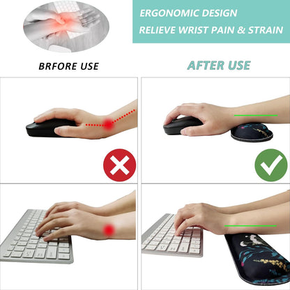 Keyboard Wrist Rest Mouse Wrist Support Set, Memory Foam Wrist Rest Pad for Computer Laptop Keyboard Mouse, Ergonomic Wrist Cushion Support for Typing Pain Relief, Gaming Home Office, Purple