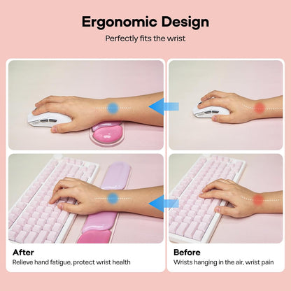 EPOMAKER CloudGel Wrist Rest for Keyboard and Mouse, 2 Pieces Silicone Wrist Support, Anti-Slip Rubber Bottom, Ergonomic Design, Suitable for Office/Computer/Laptop/Gaming (Pink)