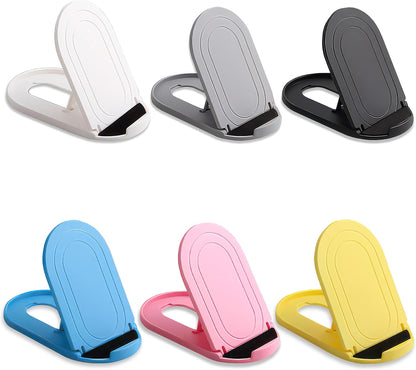 3 Pack Portable Cell Phone Stand Holder for Desk, Foldable Pocket-Sized Mount, Adjustable Multi Angle Stand for iPhone 16 15 14 13 Pro Max, 4-10”iPad Smartphone, Pink & Blue & Yellow